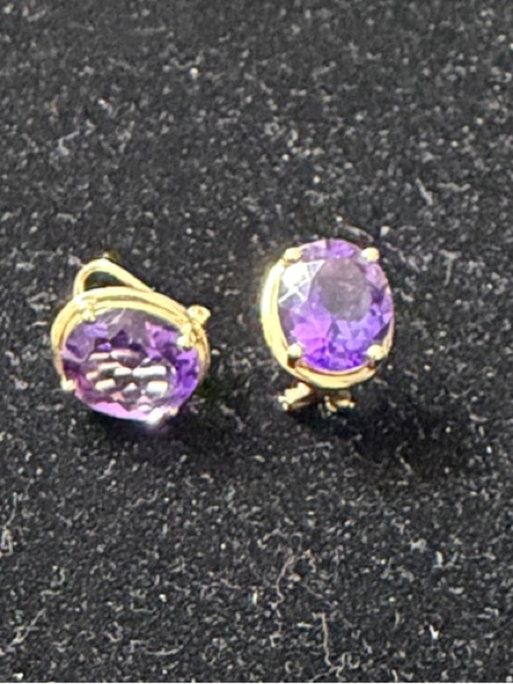 14K Gold Amethyst Stud Earrings